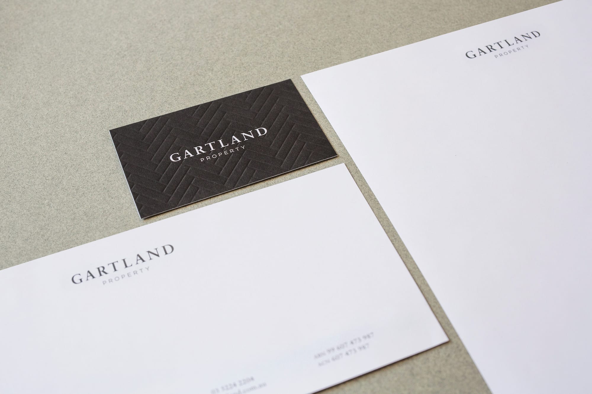 Gartland business card, letterhead, with compliments